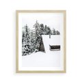 Plakat w ramie 40x50 - Zimowy Urok - śnieg, domek w górach - rama drewno