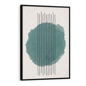 Obraz w ramie 50x70 - Podróżne Inspiracje - abstrakcyjna akwarelowa plama, nieregularne kreski - rama czarna