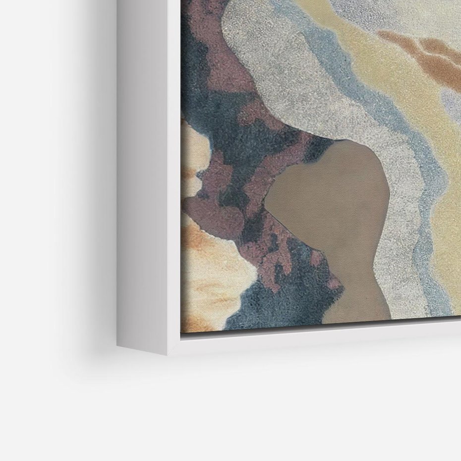 Obraz w ramie 80x80 - Melancholijne oddechy pędzla - abstrakcyjne formy, zgaszone kolory - rama biała