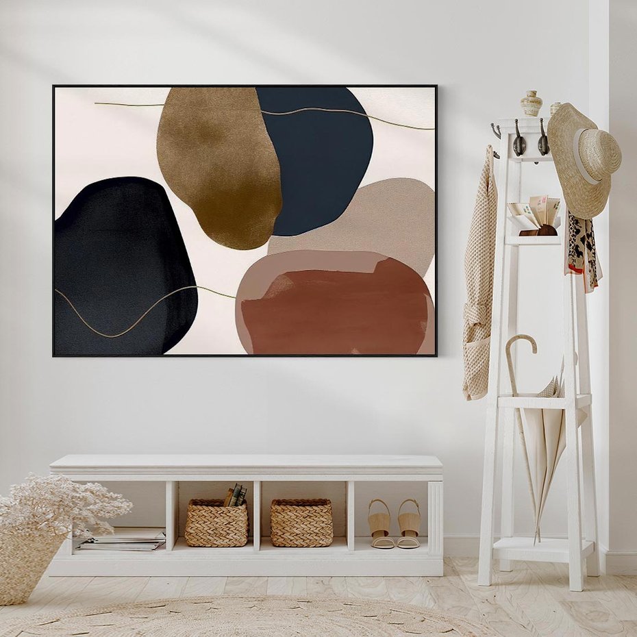 Obraz w ramie 100x70 - Wibracje uczuć i emocji - nieregularne plamy, czarny - rama czarna