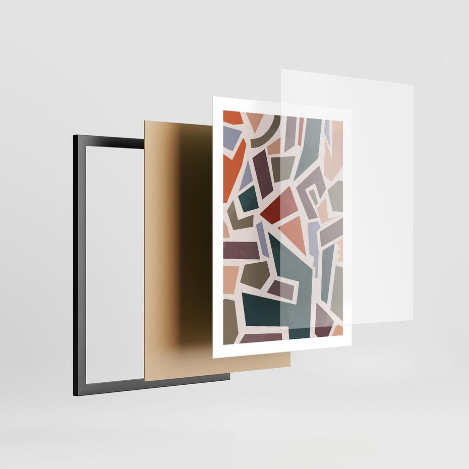 Plakat w ramie 50x70 - Modernistyczna Transcendencja - geometryczne kształty, mozaika - rama czarna