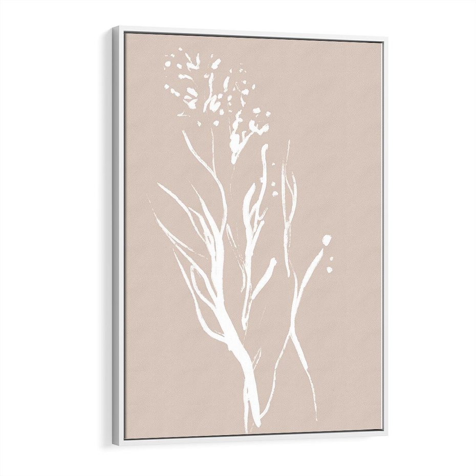 Obraz w ramie 50x70 - Impresje Pastelowych Nastrojów - minimalistyczny delikatny obraz, beżowe odcienie - rama biała