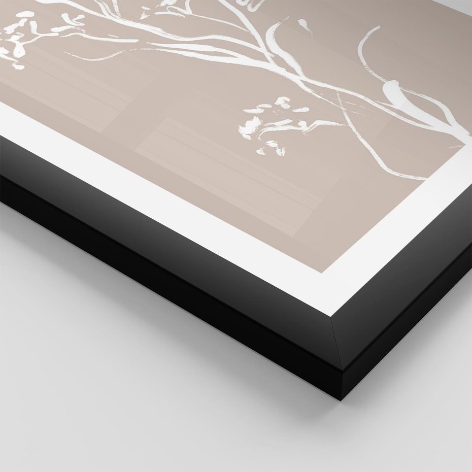 Plakat w ramie 30x40 - Harmonijne Mini Boho - minimalistyczny delikatny obraz, beżowe odcienie - rama czarna