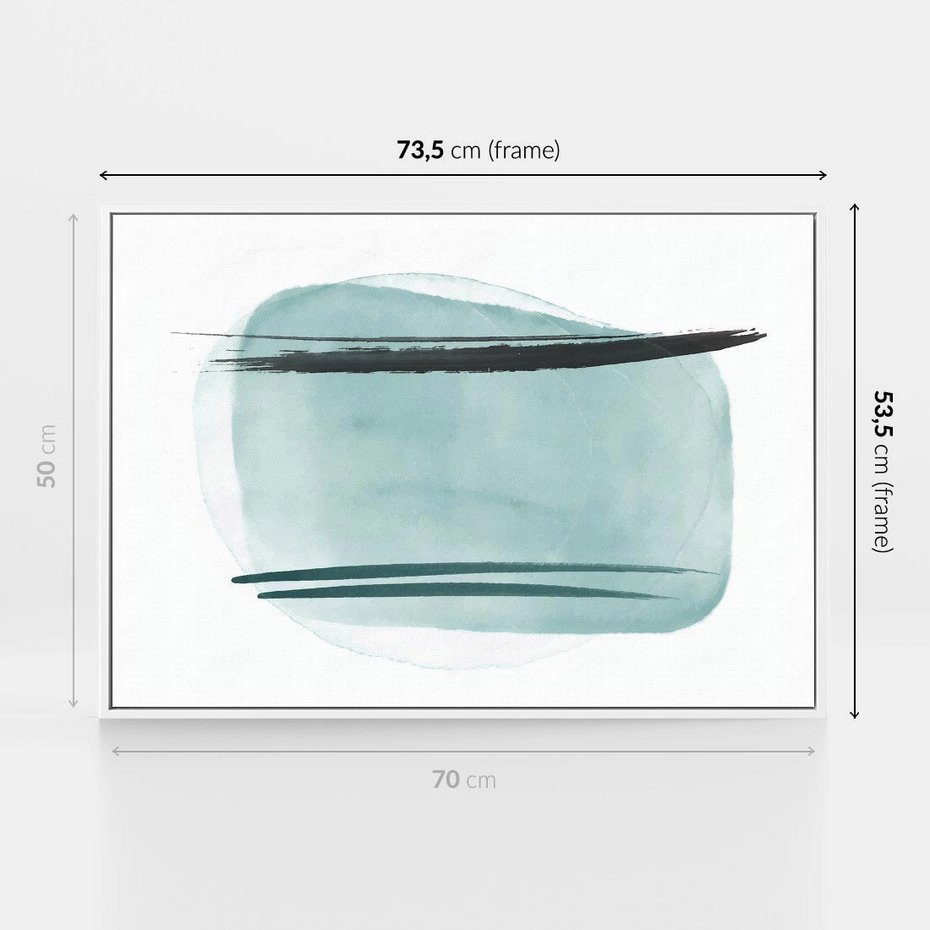 Obraz w ramie 70x50 - Turkusowy Świat - minimlizm, abstrakcja - rama biała