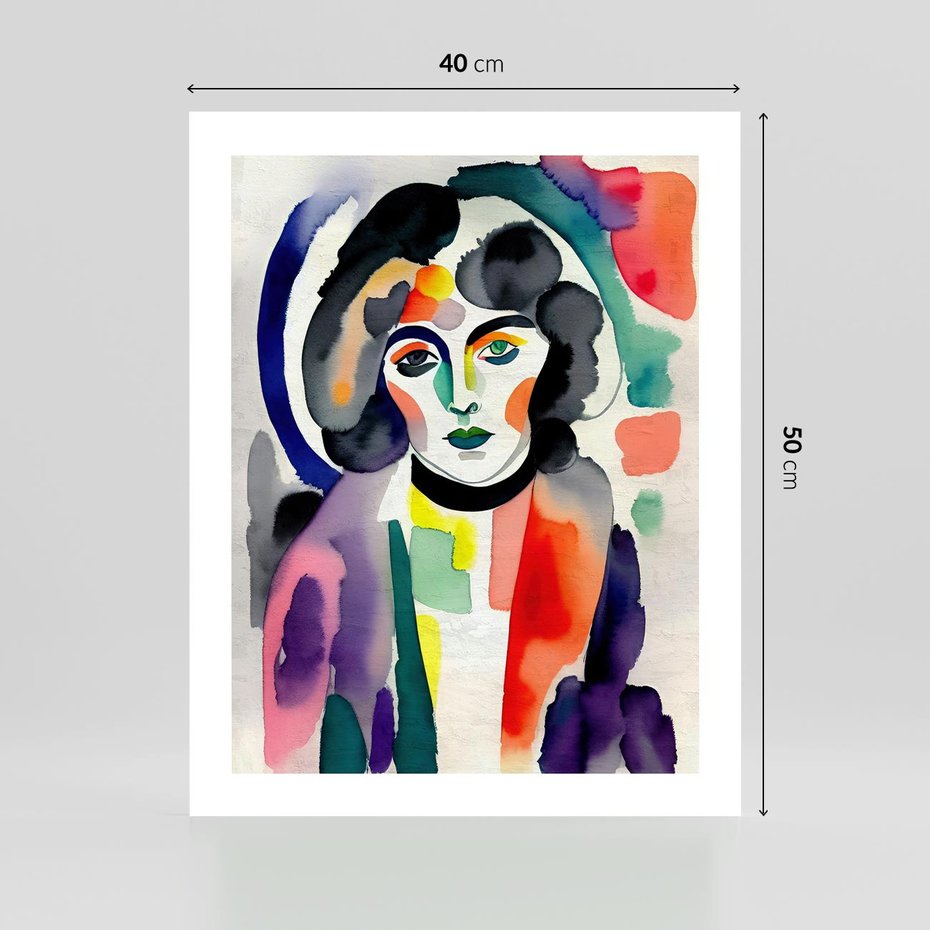 Plakat bez ramy 40x50 - Subtelne Akwarelowe Ulotności - abstrakcyjny akwarelowy portret kobiety, rozmyte farby