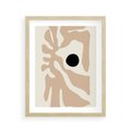 Plakat w ramie 40x50 - Eksploracja Abstrakcji - beżowa absrakcyjna kompozycja, czarny akcent - rama drewno