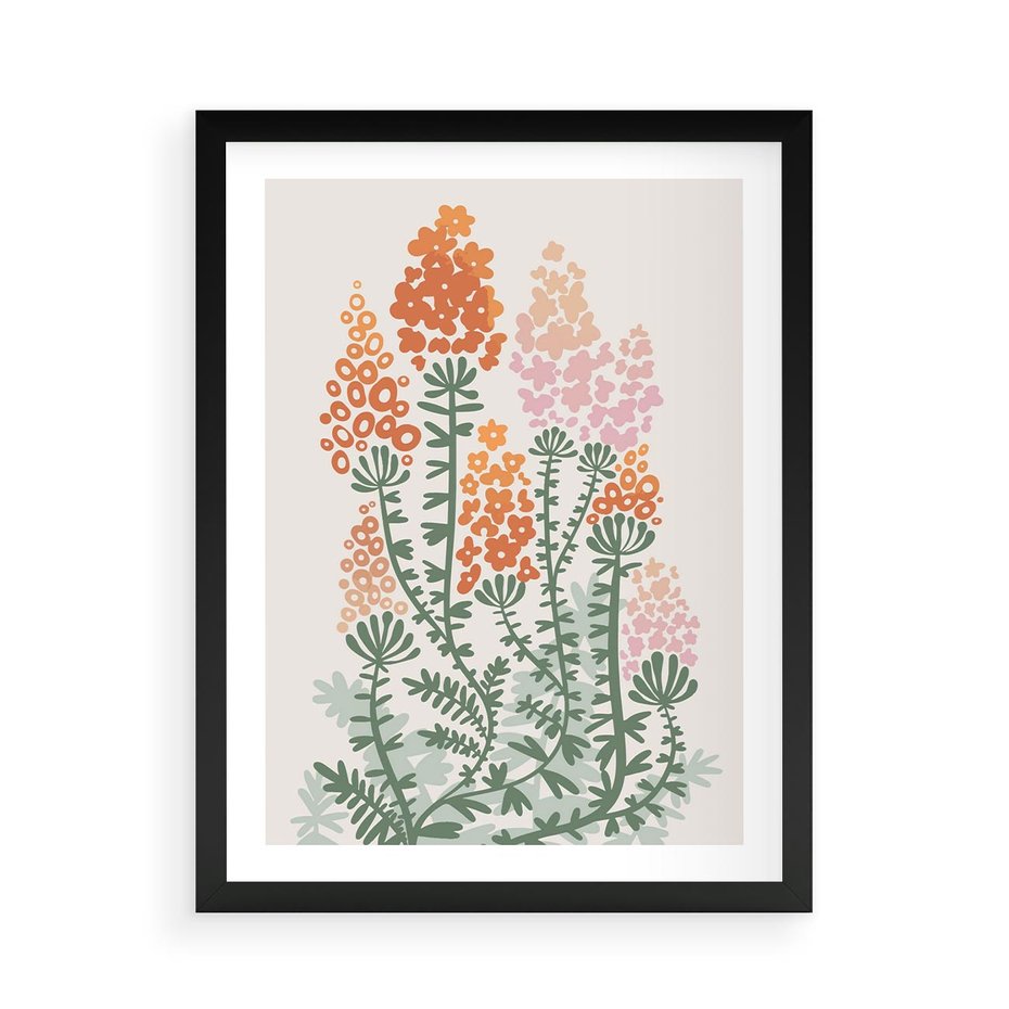 Plakat w ramie 50x70 - Kwiatowe Uniesienia - kwiaty polne, plakat - rama czarna
