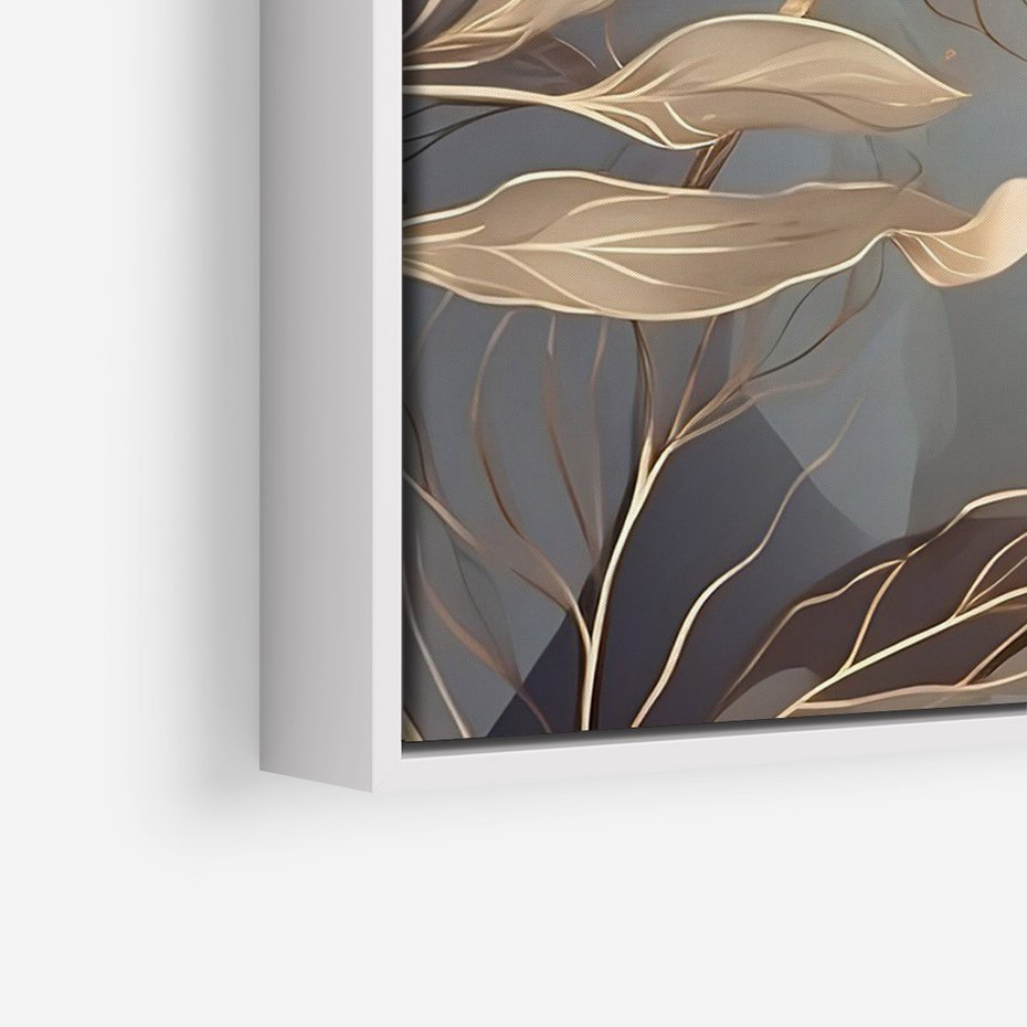 Obraz w ramie 50x70 - Ekspresjonistyczny deszcz uczuć - grafika, złote kwiaty - rama biała