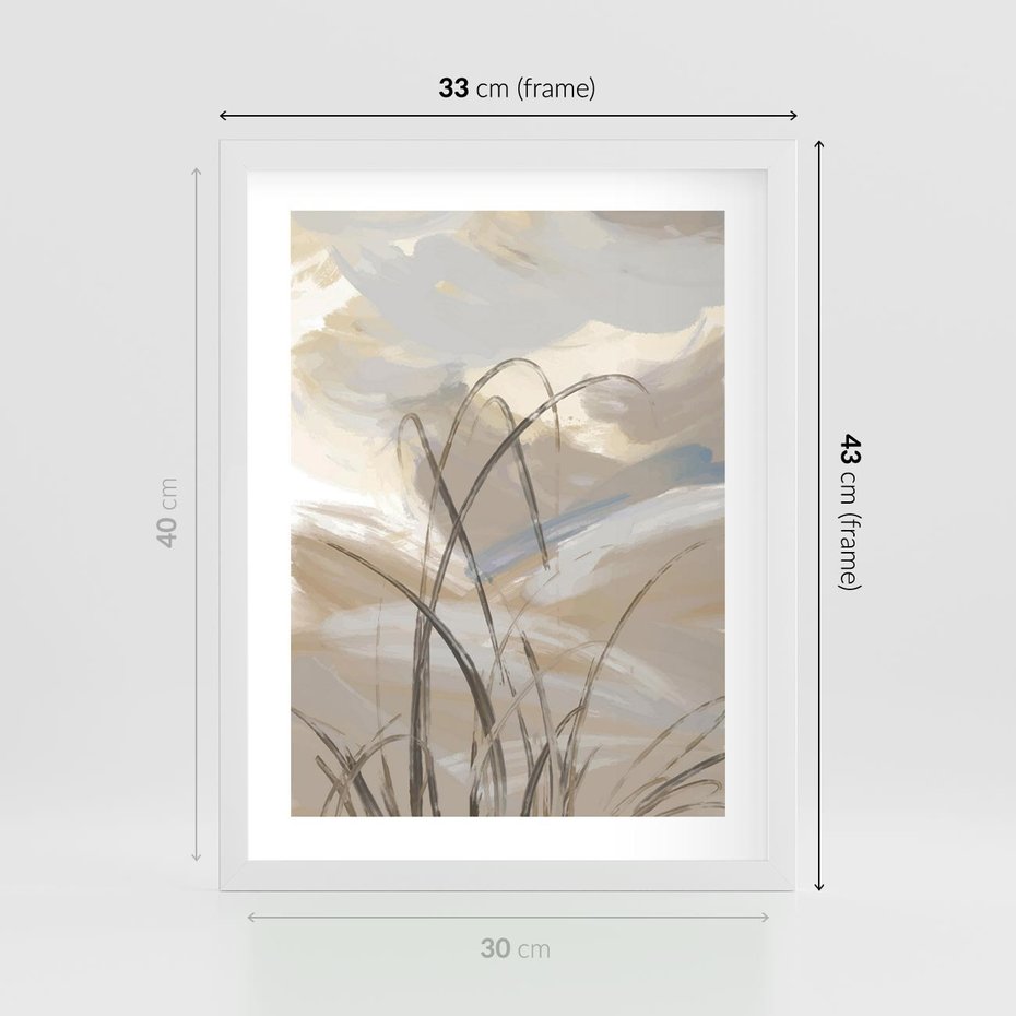 Plakat w ramie 30x40 - Nowoczesne Odbicia - akwarela, obraz - rama biała