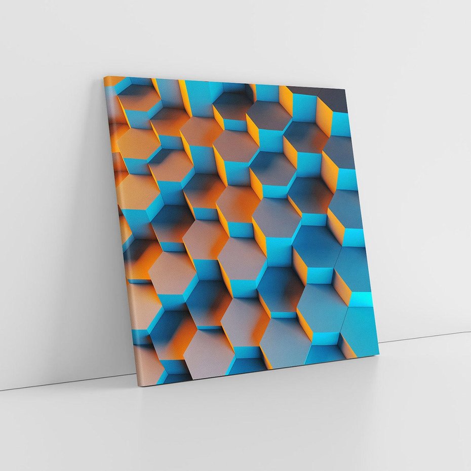 Obraz na płótnie 60x60 - Trójwymiarowa Gra - geometryczna, 3D