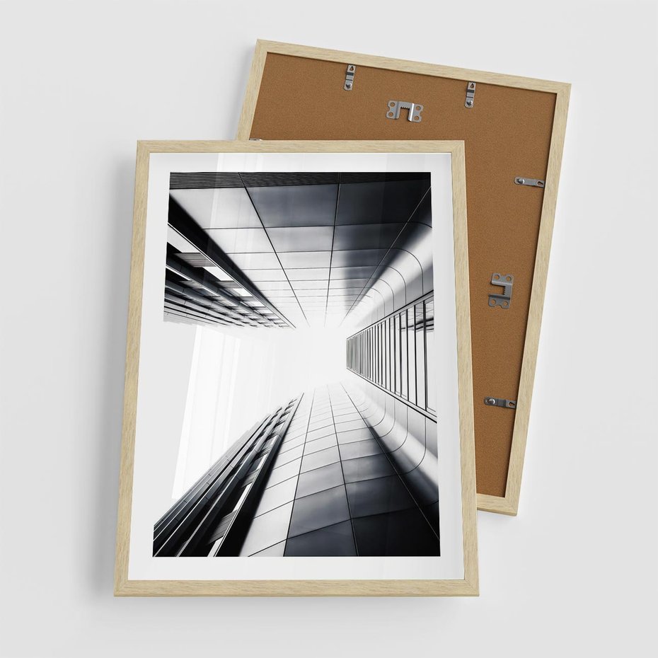 Plakat w ramie 50x70 - Architektura o Prostych Formach - architektura, proste formy - rama drewno