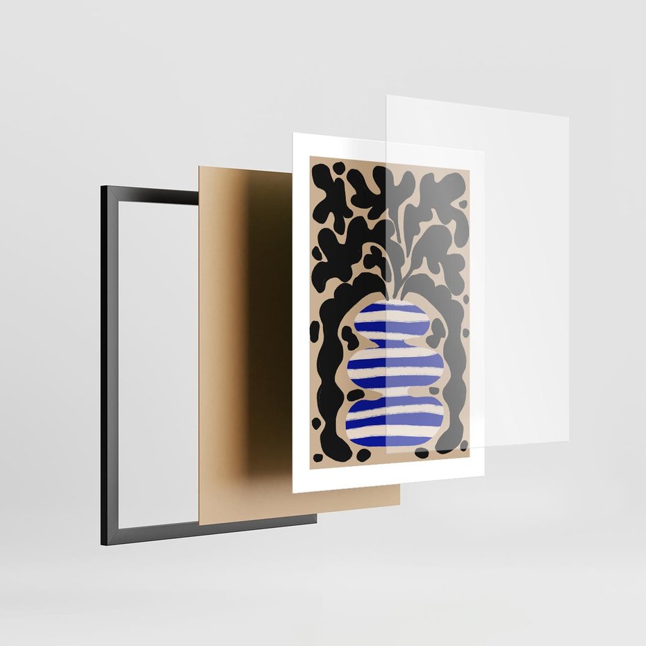 Plakat w ramie 30x40 - Boho Wizje - abstrakcyjny plakat, ciekawe formy - rama czarna