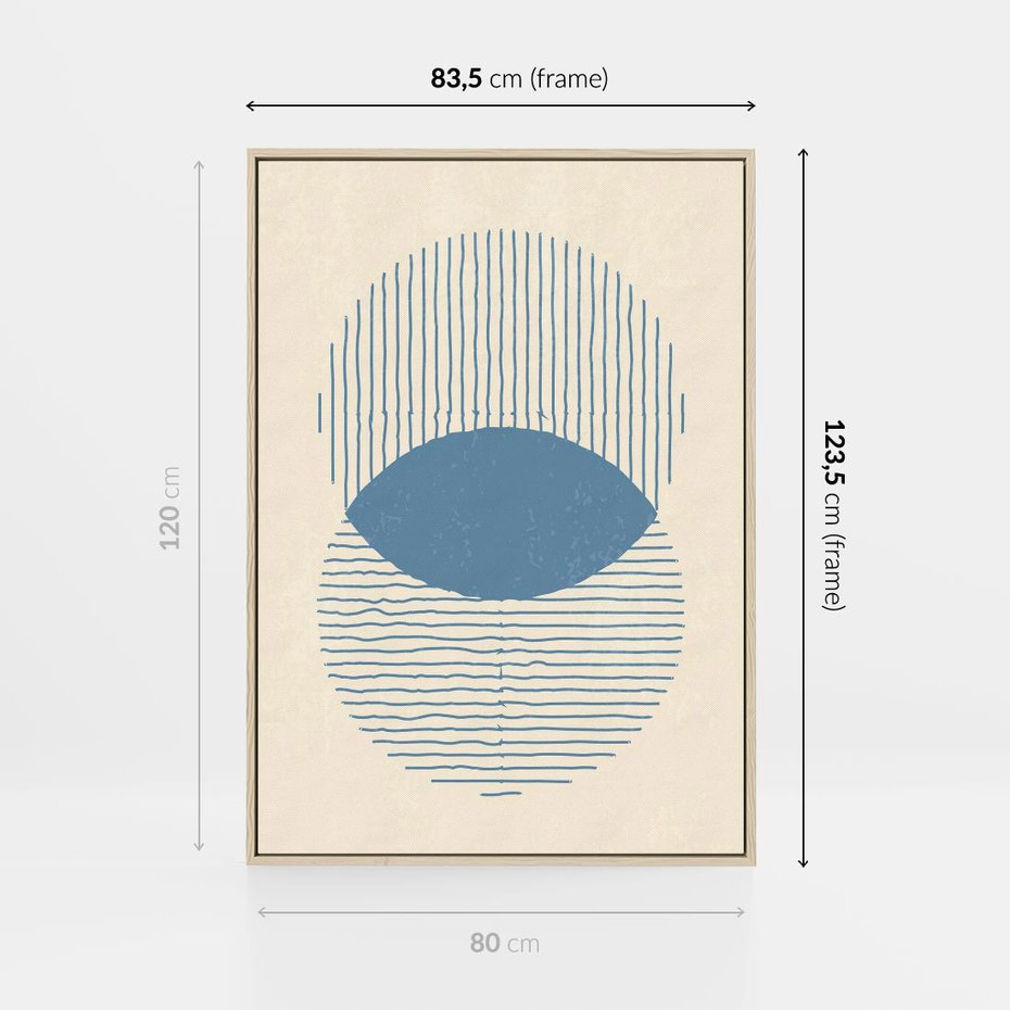 Obraz w ramie 80x120 - Wnętrza Refleksji - geometryczne kształty, koła - rama drewno