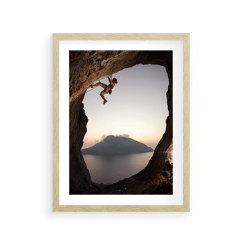 Plakat w ramie 50x70 - Wspinaczka na Wysokie Góry - wspinaczka, góry - rama drewno