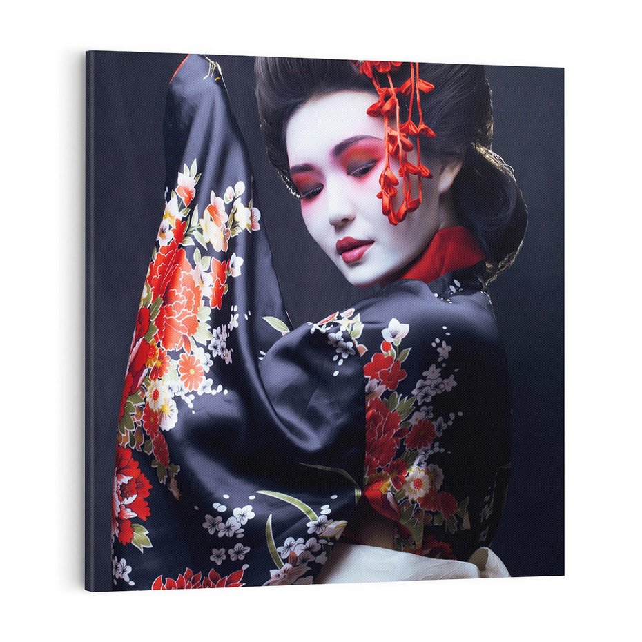 Obraz na płótnie 70x70 - Elegancka japońska gejsza - japońska, gejsza