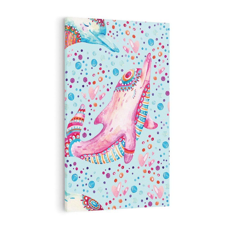 Obraz na płótnie 50x70 - Lekkość W Ruchu - delfin, akwarela