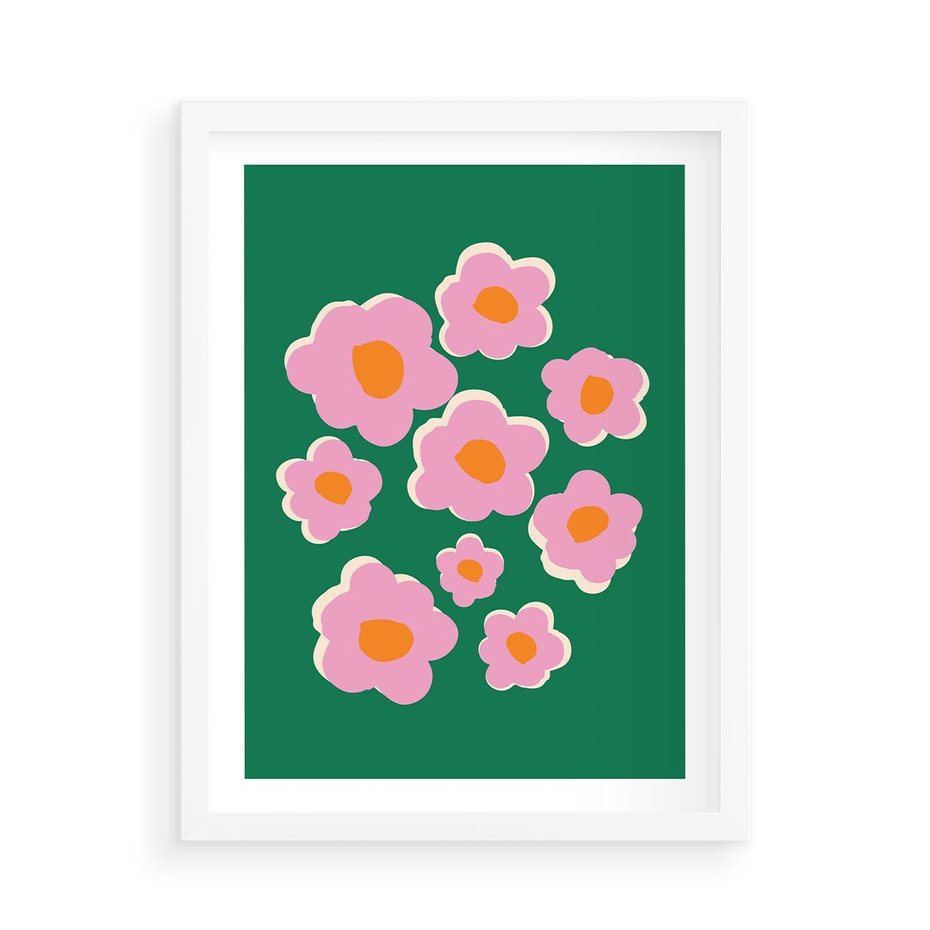 Plakat w ramie 50x70 - Przenikające Refleksje - abstrakcyjny plakat, boho styl - rama biała