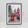 Plakat w ramie 50x70 - Londyńska Budka przy Big Benie - Londyn, budka - rama czarna