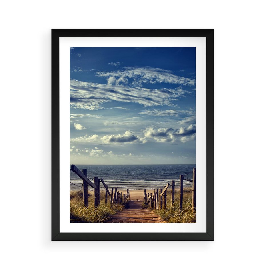Plakat w ramie 50x70 - Plaża i morze - plaża, morze - rama czarna