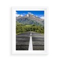 Plakat w ramie 50x70 - Droga przez góry: podróż do przygody - droga, góry - rama biała