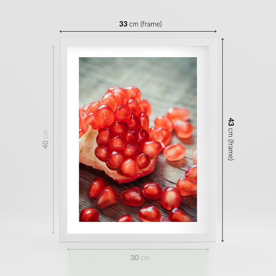 Plakat w ramie 30x40 - Granatowa Inspiracja Kuchni - granat, kuchnia - rama biała