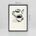 Plakat w ramie 50x70 - Kawa w Minimalistycznym Szkicu - grafika, szkic - rama czarna