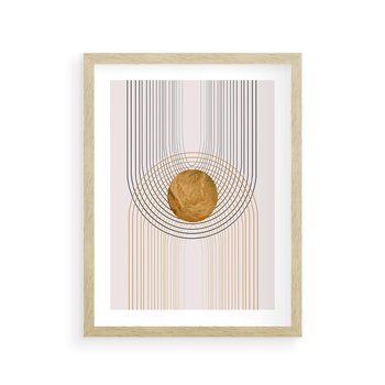 Plakat w ramie 40x50 - Złota Geometria - styl modern, złoto - rama drewno