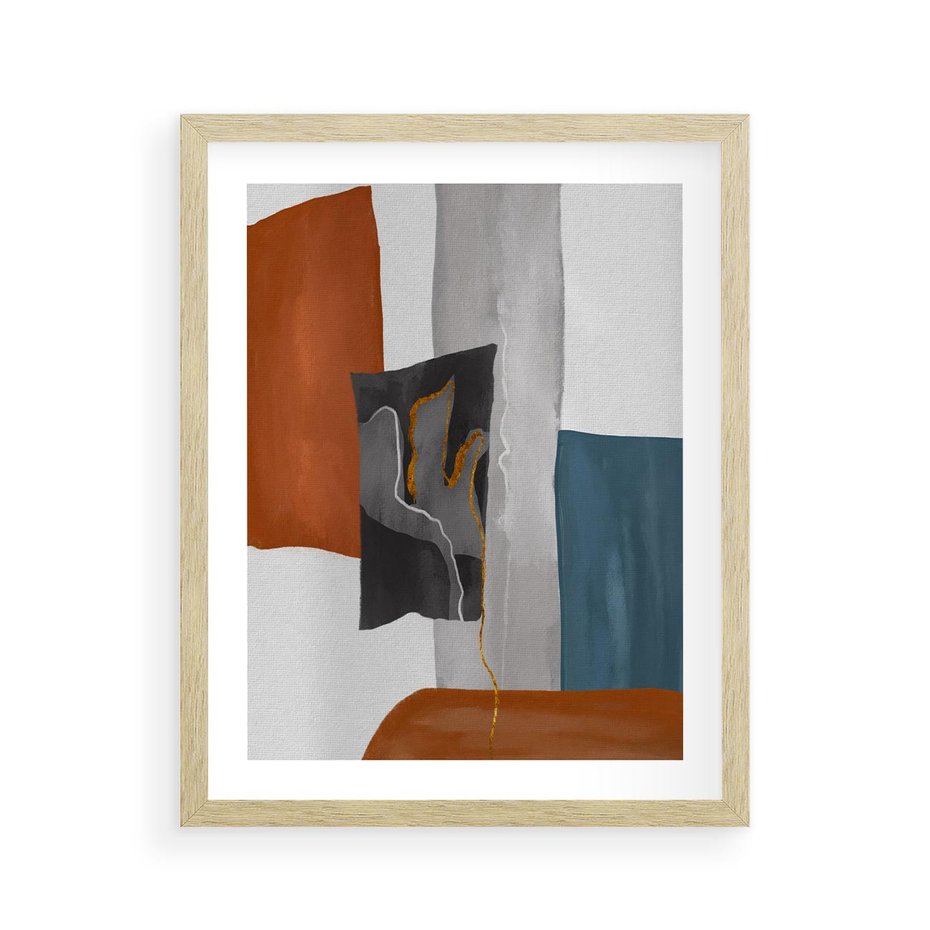 Plakat w ramie 40x50 - Nowoczesna geometria - nowoczesny, geometryczny - rama drewno