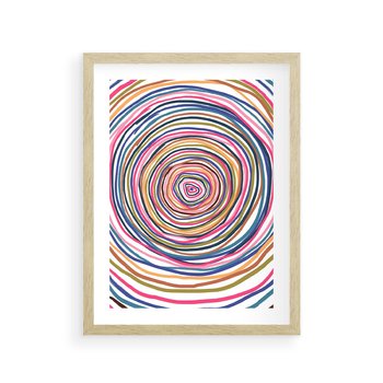 Plakat w ramie 30x40 - Cyrkulująca Harmonia - kolorowe etniczne wzory, tęczowe żywe kolory - rama drewno