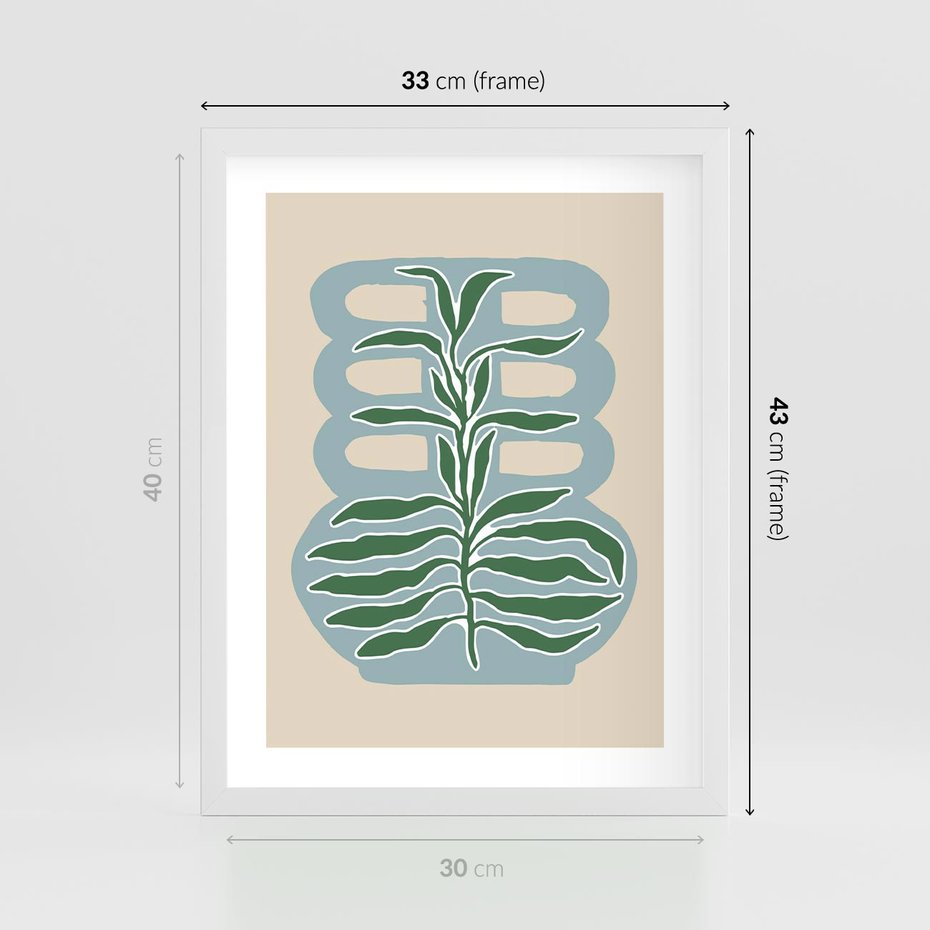 Plakat w ramie 30x40 - Wewnętrzne Spektrum - boho styl, wazon - rama biała