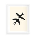 Plakat w ramie 50x70 - Kreatywne Echa - jaskółki, minimalizm - rama biała
