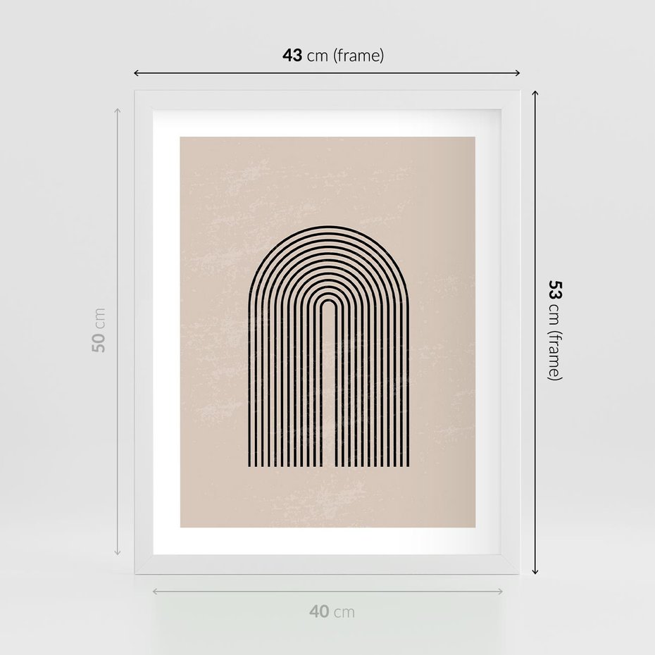 Plakat w ramie 40x50 - Migocące Echa - abstrakcyjne linie, geometria - rama biała