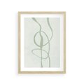 Plakat w ramie 30x40 - Zieleń Wewnętrznej Harmonii - zielona abstrakcja, zgaszona zieleń - rama drewno