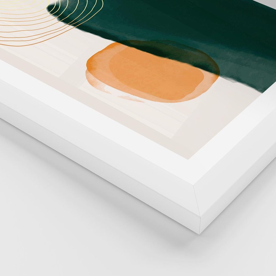 Plakat w ramie 50x70 - Modernistyczne Spektrum - abstrakcyjna granatowa plama, akwarela - rama biała