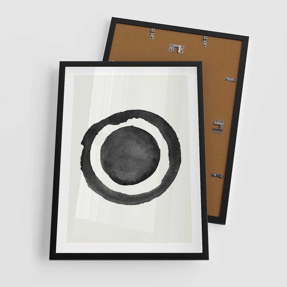 Plakat w ramie 50x70 - Bezgraniczne Widoki - abstrakcyjne plamy okręgi, akwarelowe - rama czarna