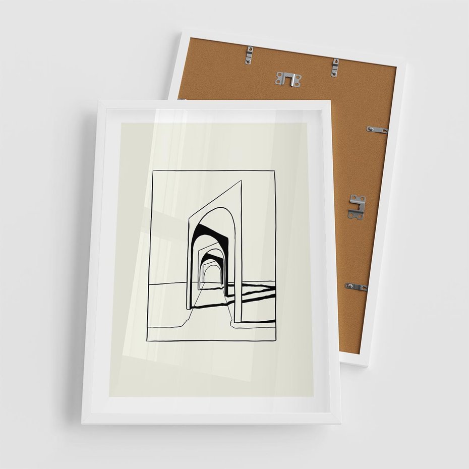 Plakat w ramie 50x70 - Poezja światła i cienia - nowoczesna sztuka, minimalistyczny styl - rama biała