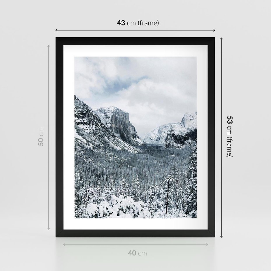 Plakat w ramie 40x50 - Góry Śnieżnej Krainy - góry, szczyty - rama czarna