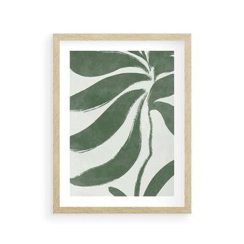 Plakat w ramie 30x40 - Zieleń Wewnętrznego Spokoju - zielony plakat, roślinne inspiracje - rama drewno
