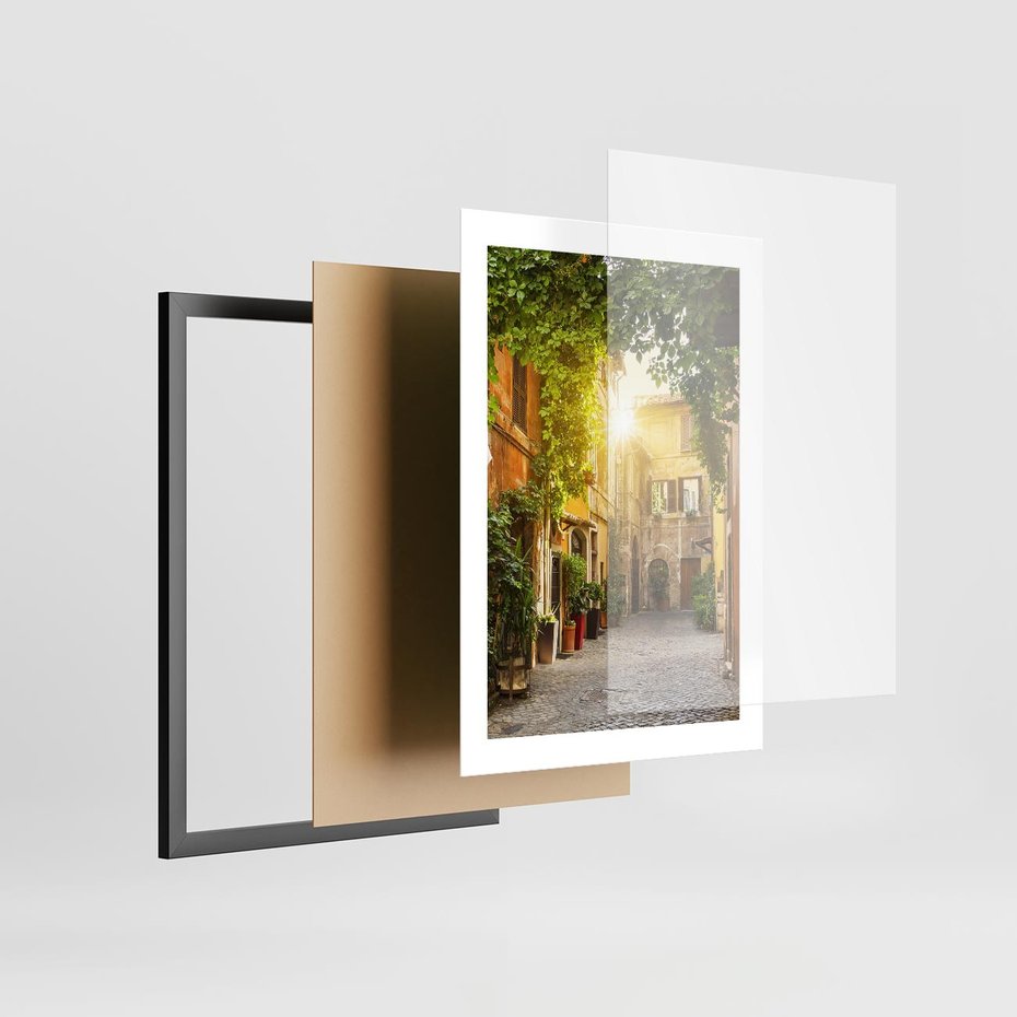 Plakat w ramie 30x40 - Malownicza Wędrówka - uliczka, perspektywa - rama czarna