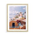 Plakat w ramie 50x70 - Błękit Morza i Białe Domki - Santorini, wyspa - rama drewno