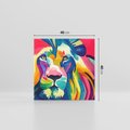 Obraz na płótnie 40x40 - Tęczowy Lew - akwarela, tęczowy lew