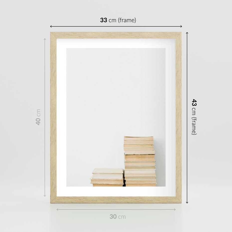 Plakat w ramie 30x40 - Stos Zakurzonych Opowieści - stos książek, ksiązki na stosie - rama drewno