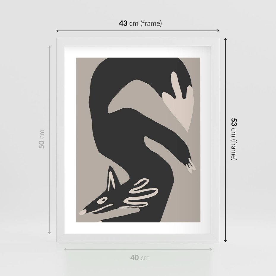 Plakat w ramie 40x50 - Ekspresja Skandynawskiego Światła - skandynawska sztuka, lis - rama biała