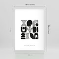 Plakat w ramie 50x70 - Taniec Dziwacznych Kresek - minimalistyczny plakat, czarno biały - rama biała