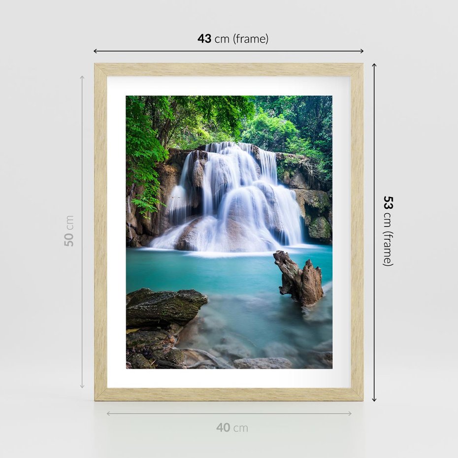 Plakat w ramie 40x50 - Abstrakcyjna nowoczesność - wodospad, woda - rama drewno