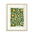 Plakat w ramie 50x70 - Spojrzenie wgłąb roślinnego świata - abstrakcyjne kwiaty, kompozycja - rama drewno