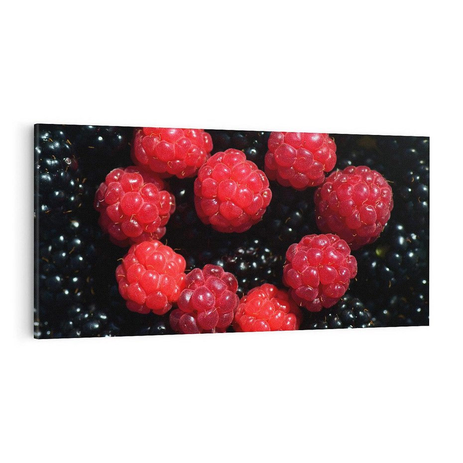 Obraz na płótnie 120x60 - Maliny Soczysta Eksplozja - maliny, owoce