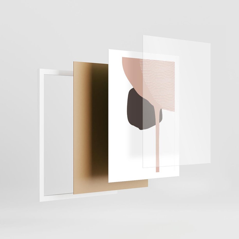 Plakat w ramie 50x70 - Wibracje Odbić Plam - abstrakcyjny obraz, rozlewające się plamy - rama biała