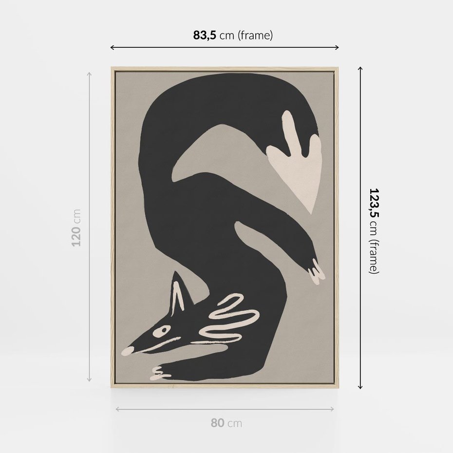 Obraz w ramie 80x120 - Ekspresja Skandynawskiego Światła - skandynawska sztuka, lis - rama drewno