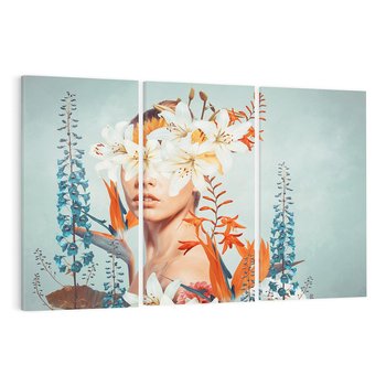 Obraz na płótnie 120x80 - Kwiatowa Enklawa Uroku - kolaż, nierealna kompozycja